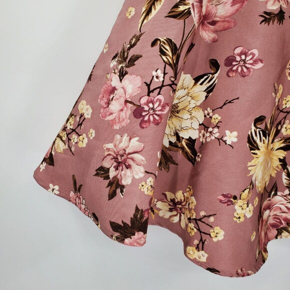 Womens Y2K Mini Flare Skirt Size 1 Pink Floral Cottagecore Fairy Dainty Coquette - Picture 3 of 13
